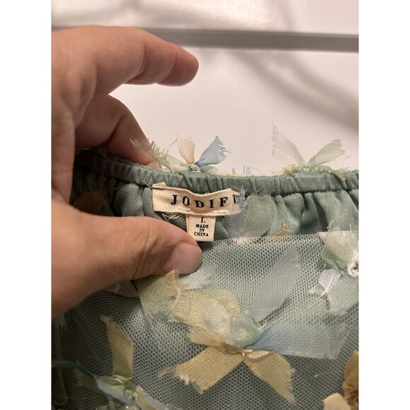 JODIFL Women’s Size Large Sheer Dramatic Puff Sleeve Babydoll Style Butterfly - Picture 2 of 5